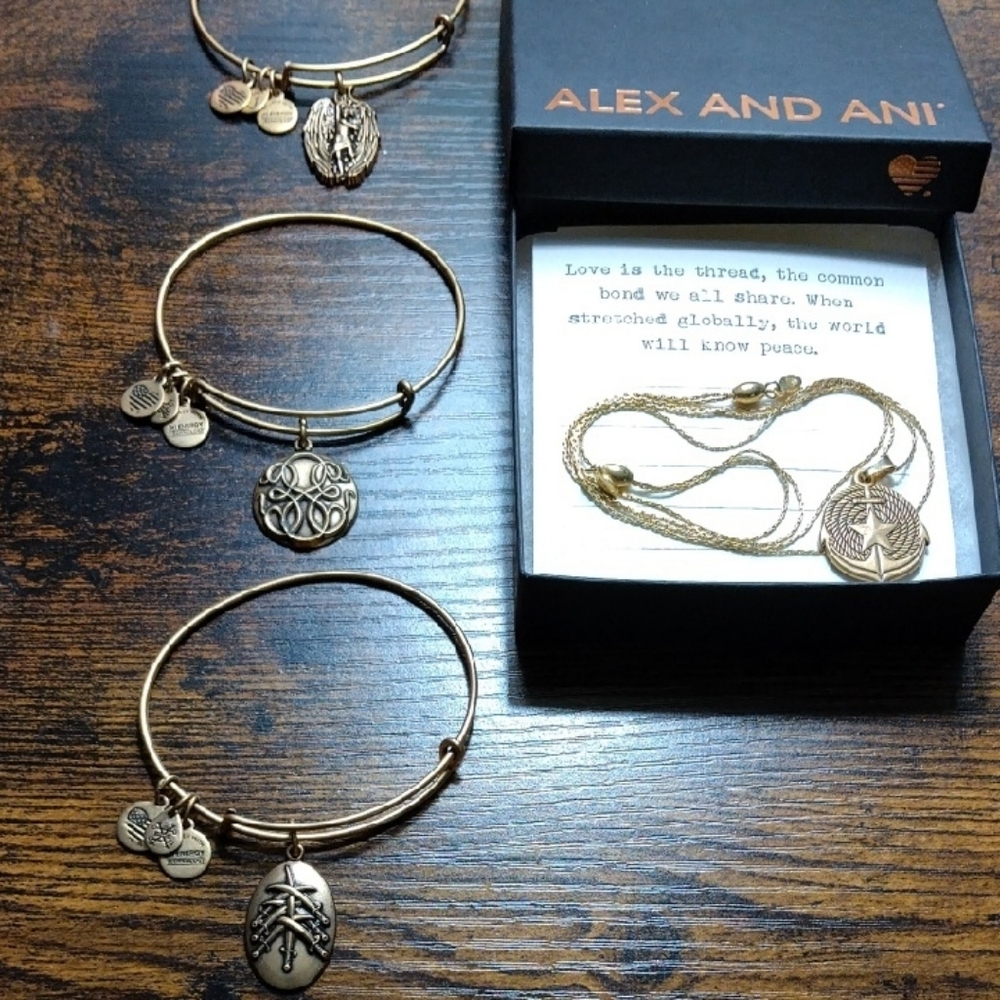 Alex and Ani Gold Charm Bracelet Trio